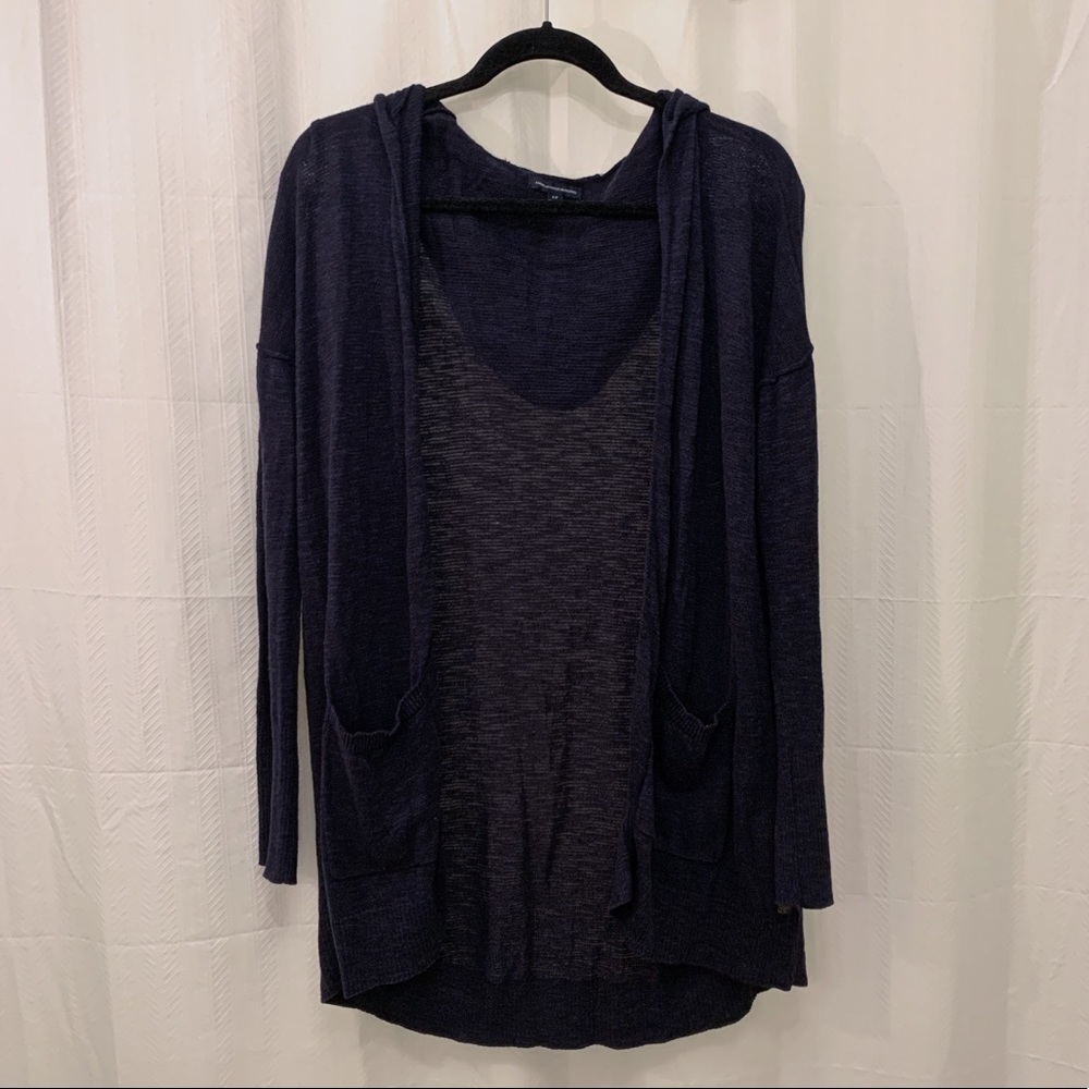 American Eagle Navy Hooded Cardigan - Size Small